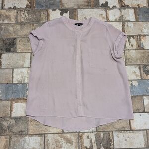 Simply Vera Vera Wang PXL Light Purple Cuffed Short Sleeve Blouse